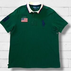 VTG Polo Ralph Lauren Big Pony “USA” Flag Rugby Polo Shirt Men’s XXL/Custom Fit